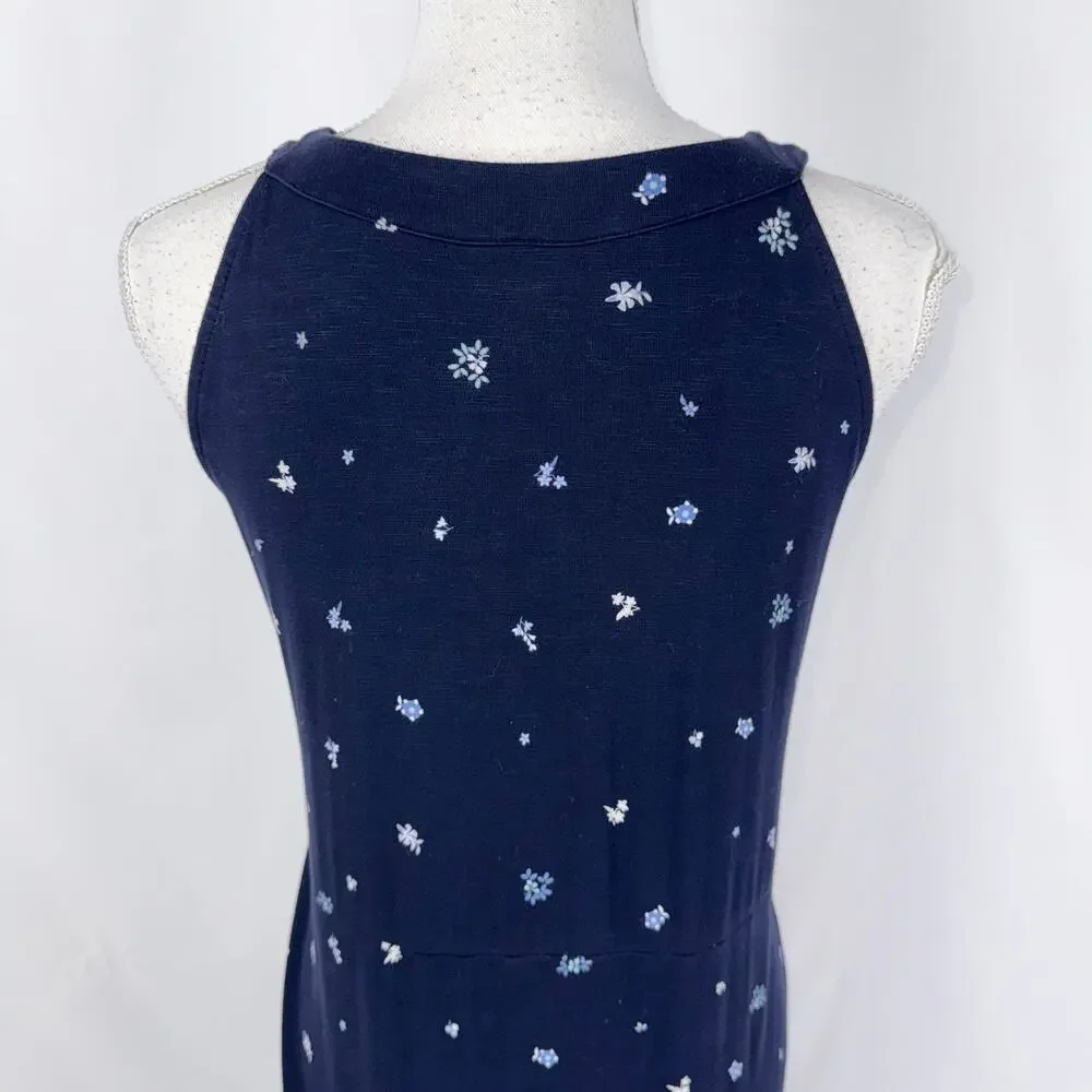 J Jill Paisley Halter Neck Maxi Dress Medium Navy Blue Resortwear - Picture 7 of 14
